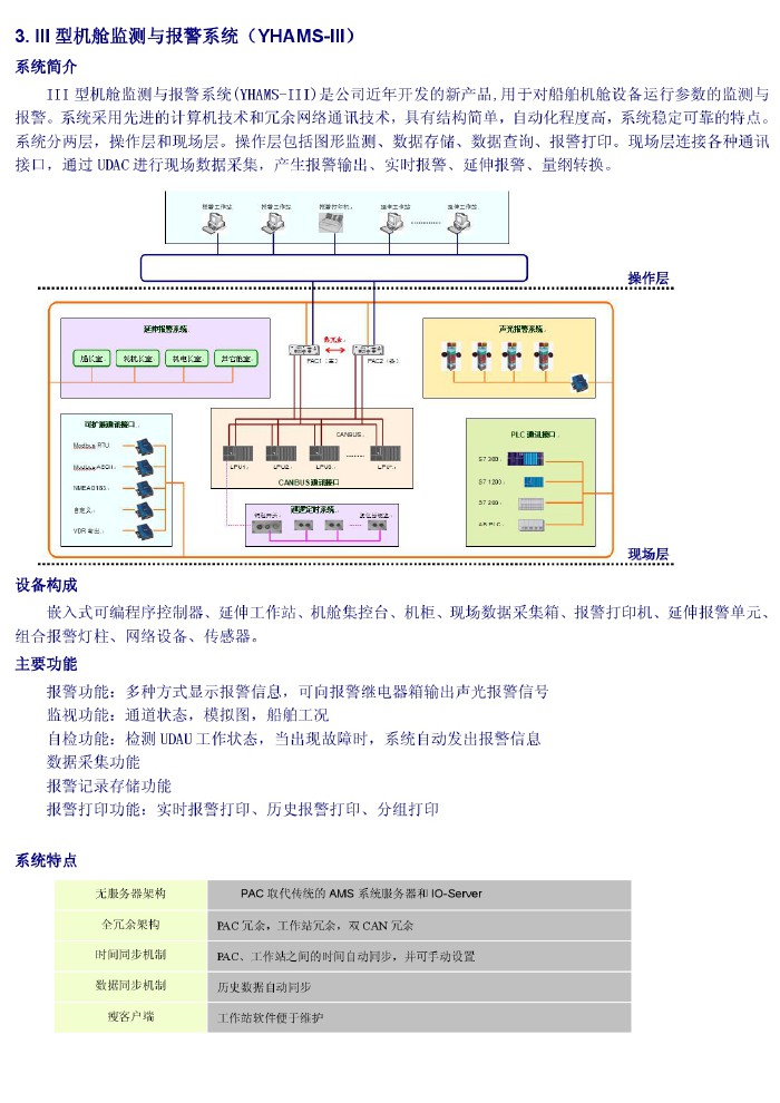 III型機(jī)艙監(jiān)測(cè)與報(bào)警系統(tǒng)（YHAMS-III）